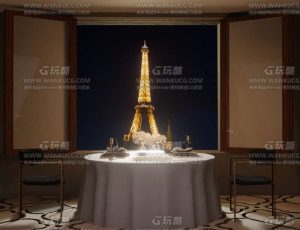 巴黎铁塔风景餐厅—Blend项目源文件