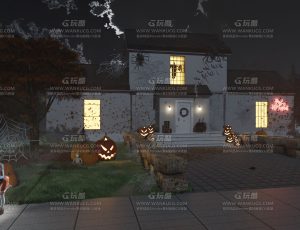 万圣节森林鬼屋别墅—Blend项目源文件