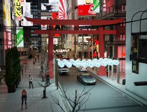 百鬼夜行节东京夜晚城市街道—Blend项目源文件