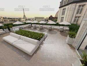 巴黎塔风光休闲户外露天餐厅—Blend项目源文件