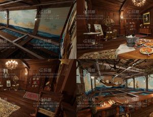 古典海盗船室内—Blend项目源文件