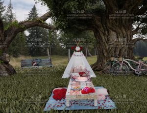 户外七夕节草地场景—Blend项目源文件