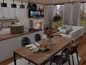 北欧风格厨房客厅—Blend项目源文件