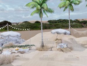 沙滩休闲小区域—Blend项目源文件