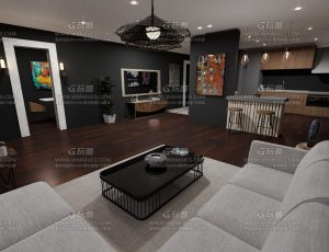 现代普通夜晚大客厅—Blend项目源文件