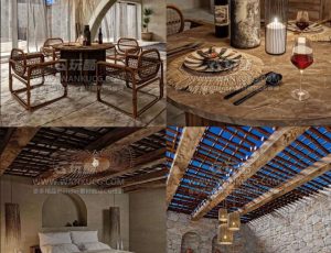 木屋东南亚风格别墅—Blend项目源文件