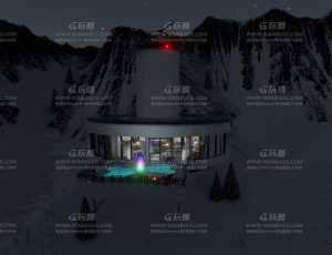 雪山富豪别墅白天黑夜场景—Blend项目源文件