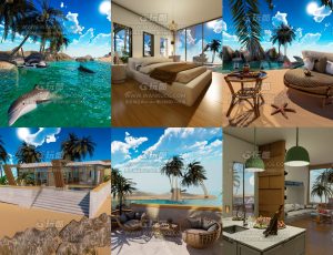 海洋边舒适别墅—Blend项目源文件