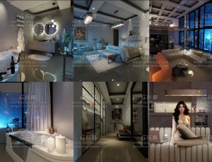 纽约夜晚大楼套房—Blend项目源文件