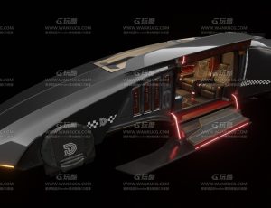 带内饰高级赛博飞天豪车—Blend模型