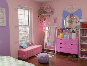 女孩子粉色单身公寓—Blend项目源文件