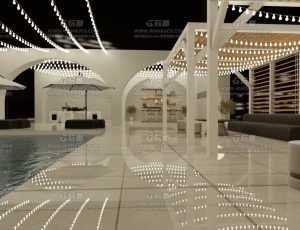 夜晚泳池露天别墅—Blend项目源文件