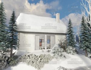 冬季冬天温暖温馨木小屋—Blend项目源文件