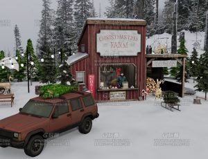 户外圣诞节小卖部—Blend项目源文件