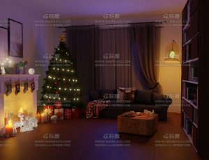 温馨圣诞节单身公寓—Blend项目源文件