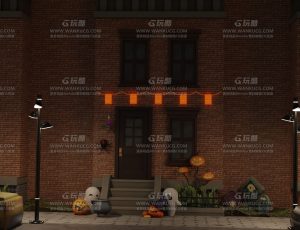 卡通万圣节街边角落—Blend项目源文件