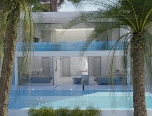 带泳池的方形别墅—Blend项目源文件