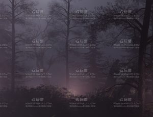 夜晚死亡氛围枯树林—Blend项目源文件