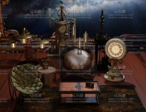 复古蒸汽朋克时代道具Blender资产库