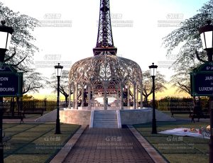 巴黎铁塔风景露天西餐厅—Blend项目源文件