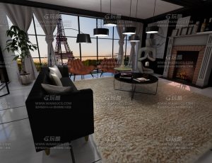 欧式精装修大客厅—Blend项目源文件