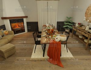 圣诞晚宴餐桌—Blend项目源文件