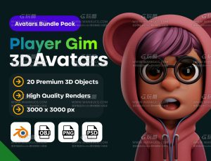 可爱卡通人物模型Blender资产库