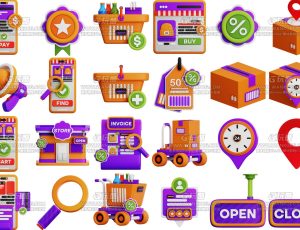 商场折扣位置包装指示信息立体图标模型Blender资产库