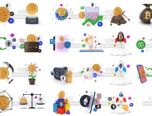 3D简单卡通金融相关元素模型Blender资产库