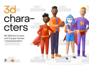 3D可爱卡通人物相关模型Blender资产库