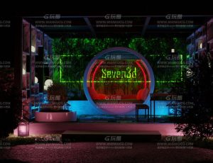 红蓝灯氛围休闲馆Blend项目源文件