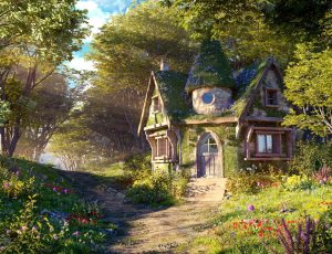 唯美清新精灵森林木屋场景Blend项目源文件