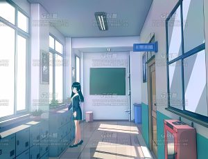 校园走廊上的女学生Blend项目源文件
