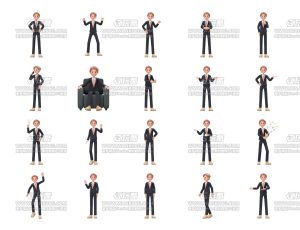 可爱卡通商务男孩模型Blender资产库