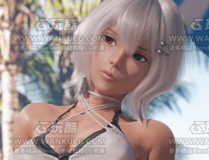 CG级沙滩女孩场景Blend项目源文件