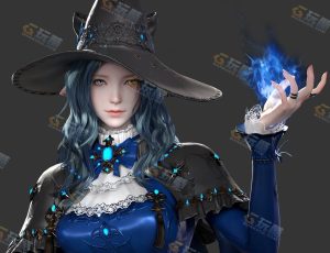 蓝色服装美型魔法师Blend模型