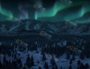 夜晚北极极光雪山景色场景Blend项目源文件