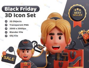 时尚黑色星期五促销角色道具模型包Blender资产库