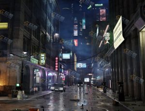 夜晚赛博朋克混乱街区都市Blend项目源文件