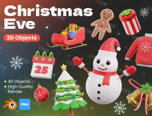 圣诞节元素模型包Blender资产库