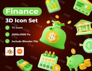 财务道具模型包Blend资产库