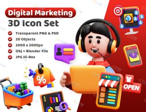 客服促销相关模型包Blend资产库