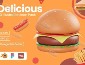 可爱卡通美食食物模型包Blend资产库