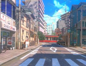 早上赶公交地铁的女孩动画场景Blend项目源文件