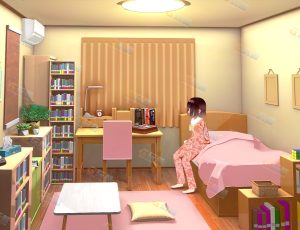 晨起的女孩动画场景Blend项目源文件