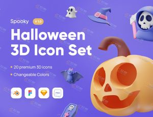 卡通万圣节角色模型包Blend资产库