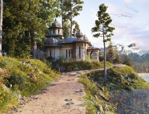 唯美清新西方小路河岸场景Blend项目源文件