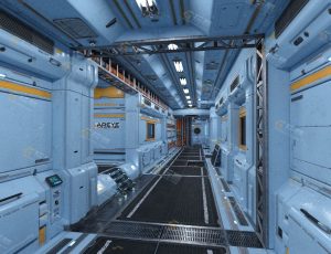 高精度科幻蓝色走廊Blend项目源文件