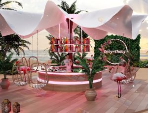 粉色灯光氛围海滩露天酒吧Blend项目源文件