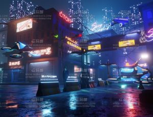 夜晚赛博小街道Blend项目源文件